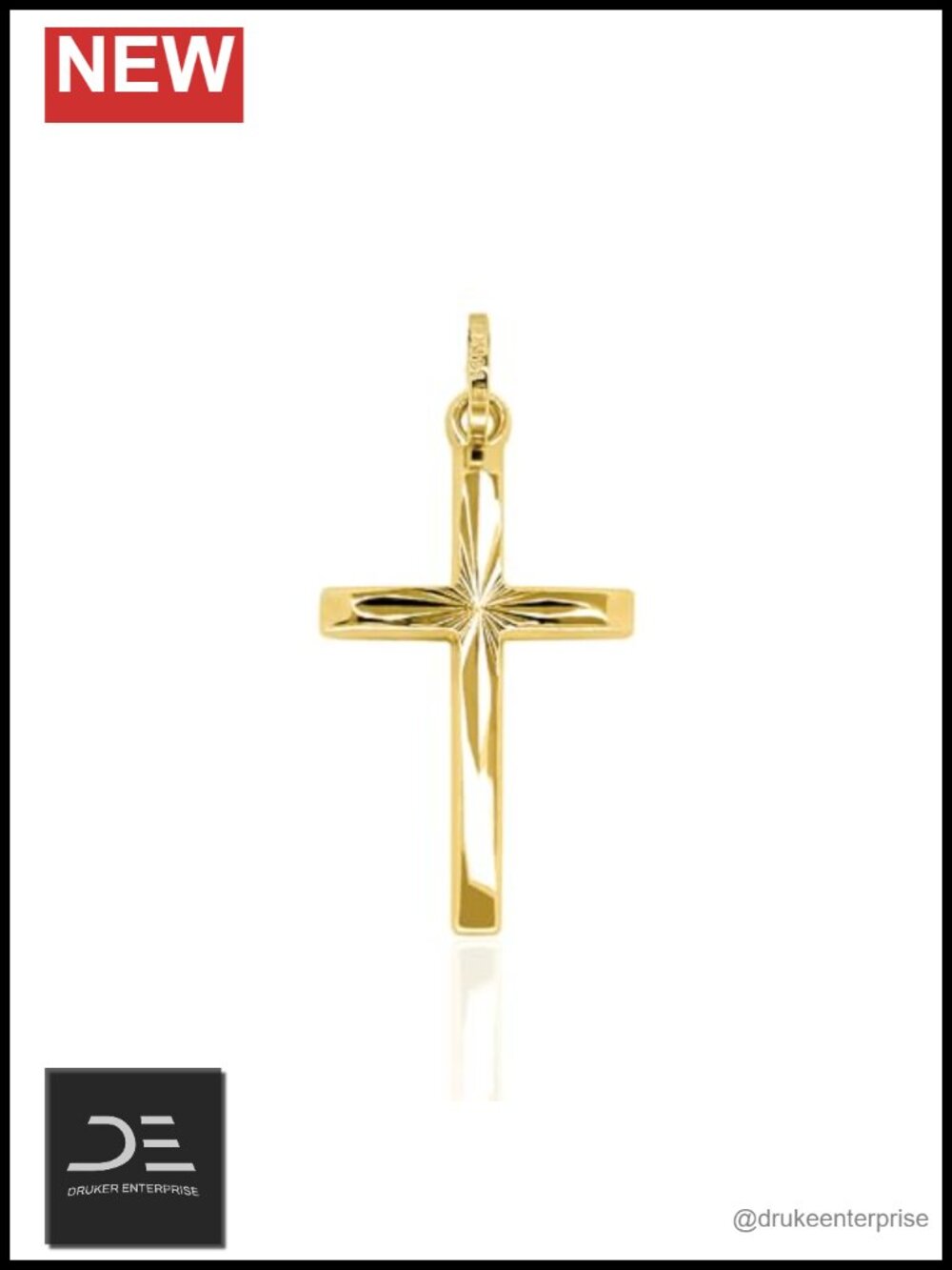 14k Yellow Gold Cross Pendant Charm Handcrafted Italy